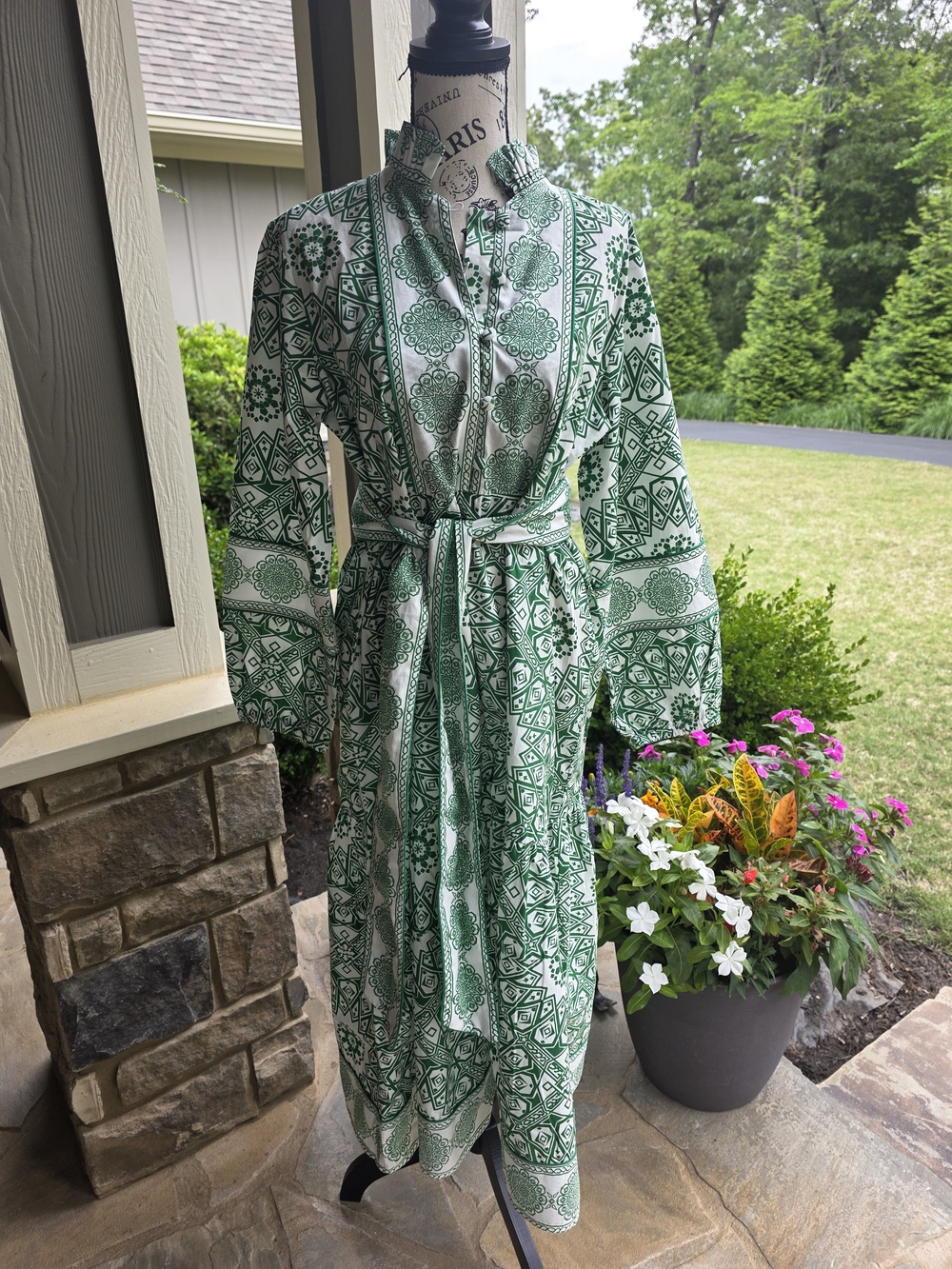 Classy Coastal Green Printed Midi Dress-NWT